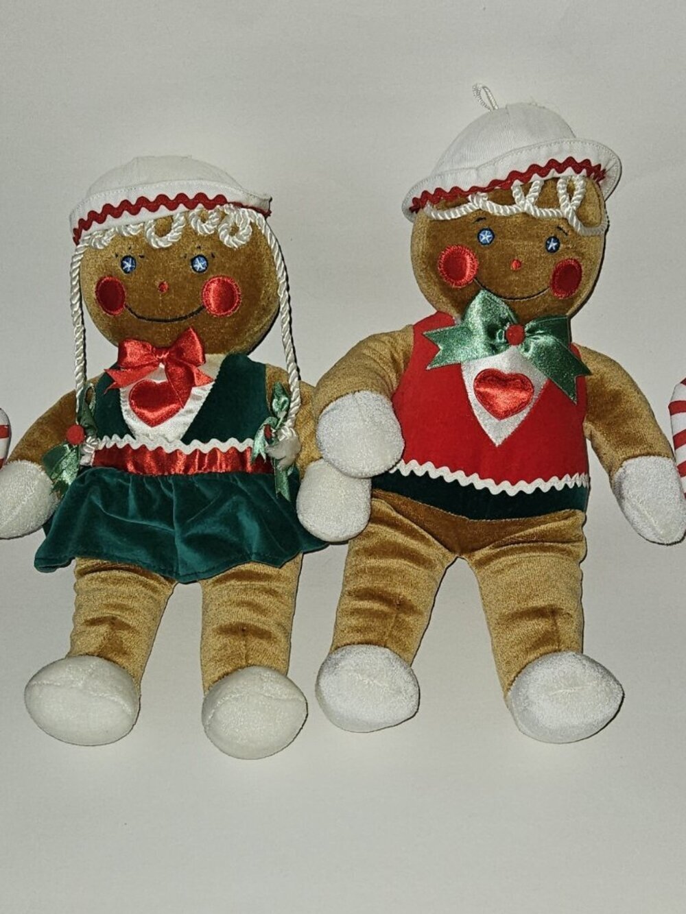 2 VTG Christmas Gingerbread Man Woman Plush Lot Target 1990 Stuffed Toys Decor